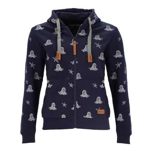 Lizzard Sports Kinder Sweatjacke mit Seehund-Seestern-Print - Kapuzenjacke mit Reißverschluss in Navy Größe 140-146 von Lizzard Sports
