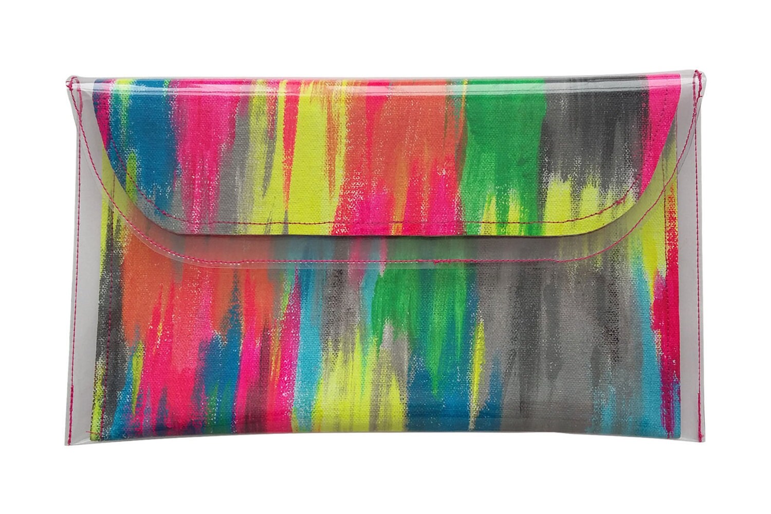 Handbemalte Clutch Tasche Neon Art Canvas Geldbörse von LizziCamilla