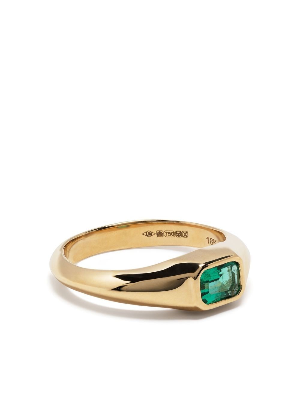 Lizzie Mandler Fine Jewelry 18kt Gelbgold-Siegelring mit Smaragden von Lizzie Mandler Fine Jewelry