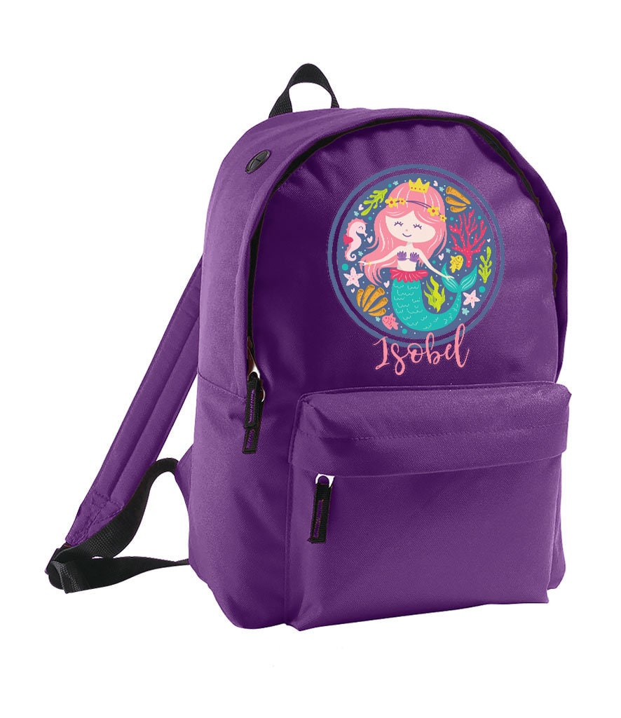 Personalisierte Rucksack Mädchen Schultasche Mit Namen, Meerjungfrau Rucksack, Vorschulrucksack, Kindertasche, Schulanfang, Personalisierte Tasche von LizzielaneBoutique