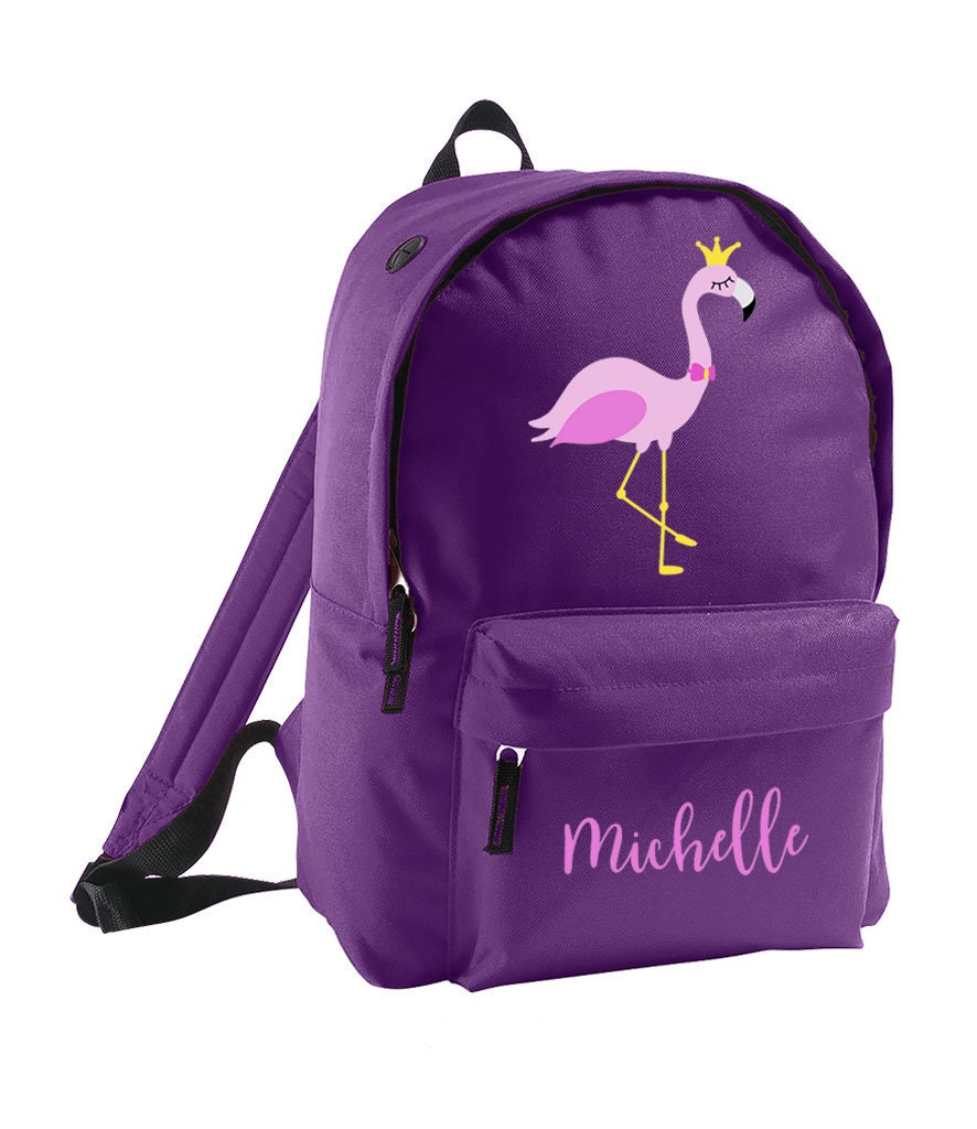 Personalisierte Rucksack Schultasche Mit Namen, Flamingo Schultasche, Kinder Rucksack, Mädchen Schulrucksack, Unisex Schulanfang Geschenk von LizzielaneBoutique