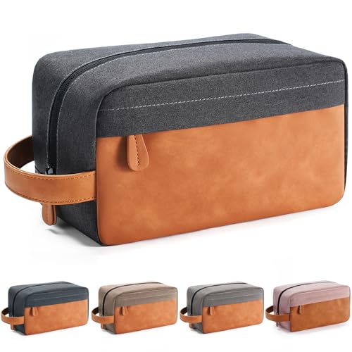 Lizzton Reise-Kulturtasche für Herren - Großes Fassungsvermögen, PU-Leder, Hängegriff, Dopp-Set-Organizer für Rasieren, Make-up, Fitnessstudio, Geschäftsreisen und Badezimmerutensilien, Schwarz von Lizzton