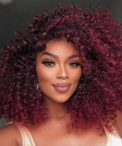 Lizzy 16 Zoll Curly Spitze Vorderseite Perücken für schwarze Frauen synthetische kurze Curly Spitze Vorderseite Perücken mit Babyhair Tiefe Curly Wave13x4 HD Glueless Curly Perücken (Dunkelburgunder) Lizzy 16 Zoll Curly Spitze Vorderseite Perücken für schwarze Frauen synthetische kurze Curly Spitze Vorderseite Perücken mit Babyhair Tiefe Curly Wave13x4 HD Glueless Curly Perücken (Dunkelburgunder) von Lizzyhair