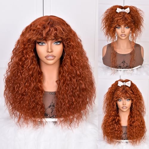 Lizzy Giner Locken perücke mit Pony für schwarze Frauen, lange lockige Echthaar perücke ohne Kleber für den täglichen Gebrauch, realistisches Aussehen mit echtem Haaransatz von Lizzyhair