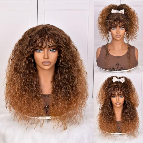 Lizzy Ombre Braun Lockige Perücke mit Pony für Schwarze Frauen Lange Lockige Echthaar Perücke Klebefrei für den Alltag, Realistischer Look mit Echtem Haaransatz Lizzy Ombre Braun Lockige Perücke mit Pony für Schwarze Frauen Lange Lockige Echthaar Perücke Klebefrei für den Alltag, Realistischer Look mit Echtem Haaransatz von Lizzyhair