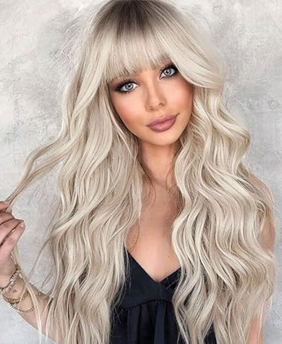 Lizzy Schwarz Wellige Perücke mit Bangs Lange Wellige Perücken für Frauen Lockige Synthetische Natürliche Schwarz Lockige Haar Perücke für Mädchen Tägliche Party Gebrauch 26 Zoll (Platin Blond) Lizzy Schwarz Wellige Perücke mit Bangs Lange Wellige Perücken für Frauen Lockige Synthetische Natürliche Schwarz Lockige Haar Perücke für Mädchen Tägliche Party Gebrauch 26 Zoll (Platin Blond) von Lizzyhair