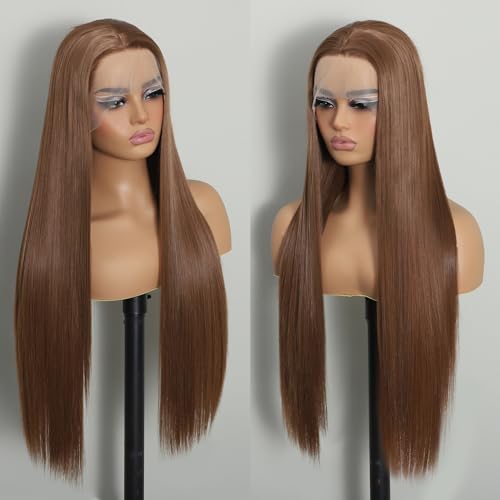 Lizzy Synthetische Spitze Front Perücke Vorgezupft Lange Gerade Klebelose 1b Jet Black Perücken Für Frauen Hitzebeständige Faser Haar Perücke Ready to Wear Perücken Anfängerfreundlich (Hellbraun) Lizzy Synthetische Spitze Front Perücke Vorgezupft Lange Gerade Klebelose 1b Jet Black Perücken Für Frauen Hitzebeständige Faser Haar Perücke Ready to Wear Perücken Anfängerfreundlich (Hellbraun) von Lizzyhair