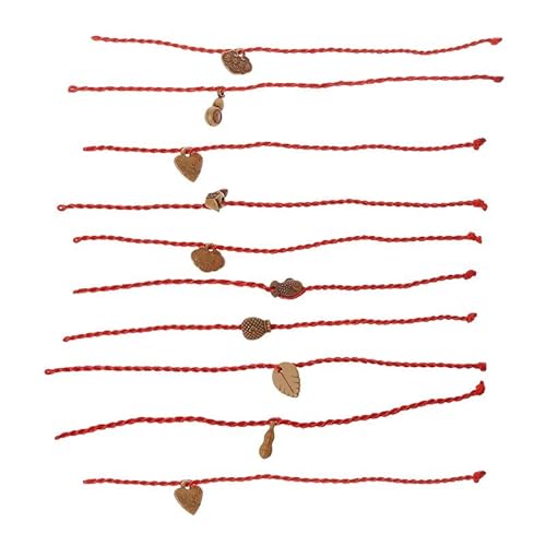 Ljmyy 10 Stück/Set handgefertigtes geflochtenes Armband mit roter Schnur, Glücksstrickarmband, Kabbala-Armband, Schmuck für Damen und Herren von Ljmyy