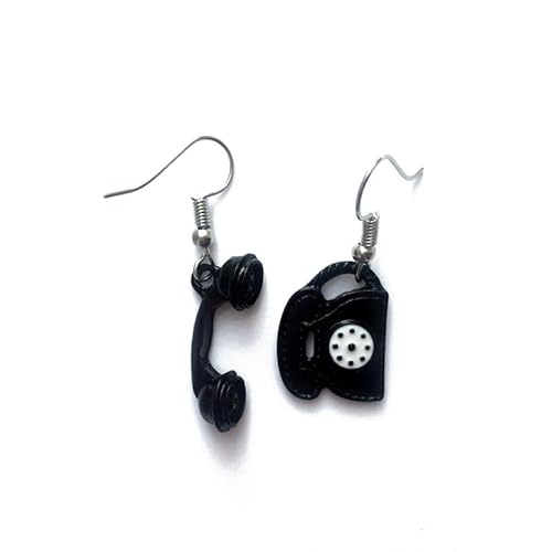 Ljmyy Trendige schwarze Nadel-Ohrringe für Damen, minimalistisch, simulierte Telefon-Ohrringe, weibliches Paar, Schmuck, Geschenke Ljmyy Trendige schwarze Nadel-Ohrringe für Damen, minimalistisch, simulierte Telefon-Ohrringe, weibliches Paar, Schmuck, Geschenke von Ljmyy