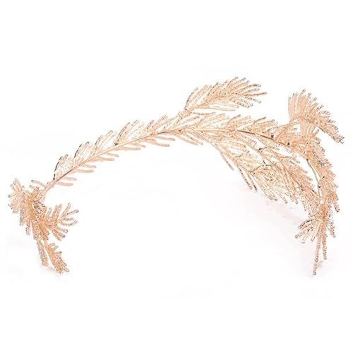 Ljmyy Wunderschöner Haarreif mit Blättern, goldener Brautschmuck, passend für Frauen und Mädchen, Hochzeit, Abschlussball, Party, Haarkamm von Ljmyy