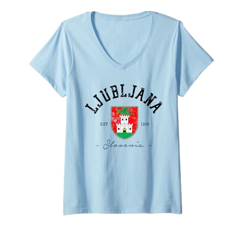 Damen Ljubljana Slovenija Slowenische Geschenke Geschenk aus Slowenien T-Shirt mit V-Ausschnitt Damen Ljubljana Slovenija Slowenische Geschenke Geschenk aus Slowenien T-Shirt mit V-Ausschnitt von Ljubljana Slovenia