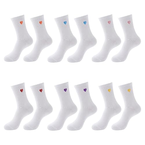 6 Paar Socke Herzen Damen, Sportsocken Damen Frau aus Baumwolle, Rot Herzen Stylische Socken Passend, Lustige Herzsocken, Socke mit Herz Motiv Weiß, Damen Socken Herzsocken 35-42, für Tennis Sport 6 Paar Socke Herzen Damen, Sportsocken Damen Frau aus Baumwolle, Rot Herzen Stylische Socken Passend, Lustige Herzsocken, Socke mit Herz Motiv Weiß, Damen Socken Herzsocken 35-42, für Tennis Sport von Ljunfcl