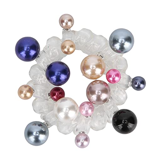 Haargummis für Damen, spiralförmig, bunt, mit Perlen, für Handyschnur, Pferdeschwanzhalter (farbig) von LjwZekyrnt