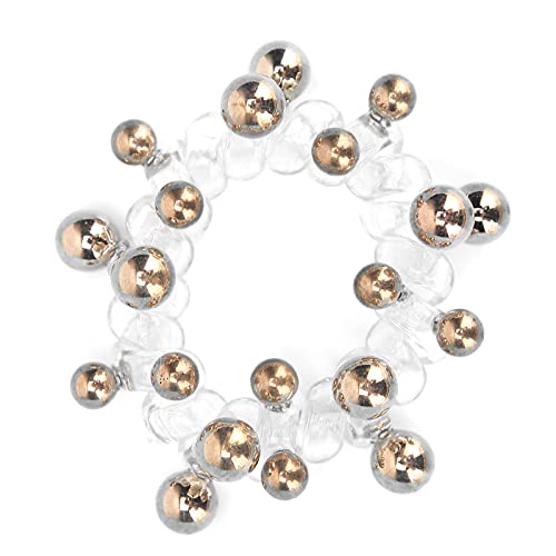 Haargummis für Damen, spiralförmig, bunt, mit Perlen, für Handyschnur, Pferdeschwanzhalter (goldfarben) von LjwZekyrnt