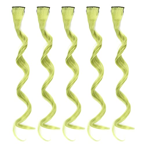 Langes lockiges Haar weibliche Mädchen unterstreicht farbige Haarverlängerung mit Clip Haar (grüne Arktis) von LjwZekyrnt