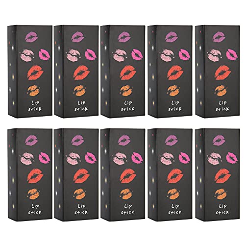 Lippenstift Papierbox DIY handgefertigtes Lippenrohrspeicher Verpackung Karton leerer Box Set 10pcs (F9 schwarzer Lippendruckpapierbox) von LjwZekyrnt