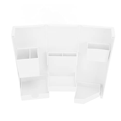 Schreibtisch Aufbewahrungsbox Multi -Fach Kunststoff Faltbares Make -up -Speicherbox Schreibweise für Home Office Travel Home Office Travel (Weiß) von LjwZekyrnt