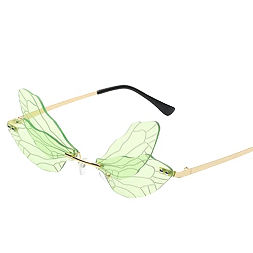 Lkdhuys Sonnenbrille Damen Schmetterling Katzenaugen Sonnenbrille Retro Rahmenlos Sonnenbrille mit Farbverlauf zum Frauen von Lkdhuys