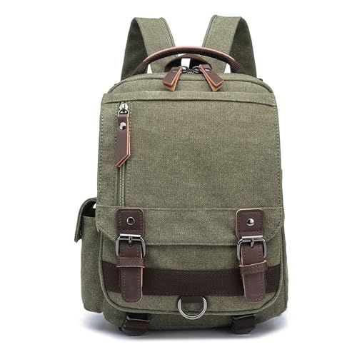 laptop rucksack Canvas Cross Body Messenger Bag Schulter-Sling-Rucksack Reiserucksack for Schule, Reisen, Outdoor, College, Laptop, Business, Arbeit Zurück zur Schule(Groen,Two shoulders) von Lkvent