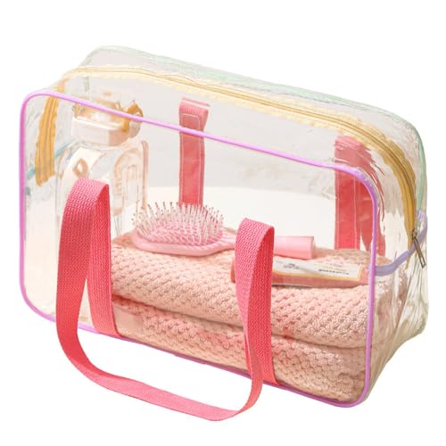 Lkw Ogechi Transparent Reise Kulturbeutel mit Griff, Große Kapazität PVC wasserdichte Kosmetiktasche, Tragbare Transparent Reise Makeup Tasche, für Damen, Urlaub, Badezimmer-Organizer von Lkw Ogechi