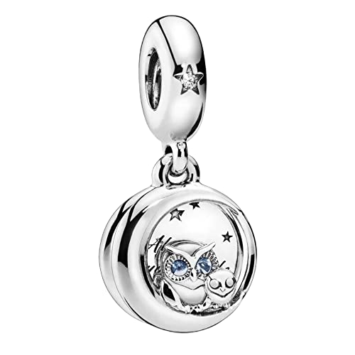 Lkwidi Charme Immer an Ihrer Seite Eule Dangle Charms-Anhänger 925 Sterling Silber Charm Bead Pendant für Europäische Armbänder und Halsketten von Lkwidi