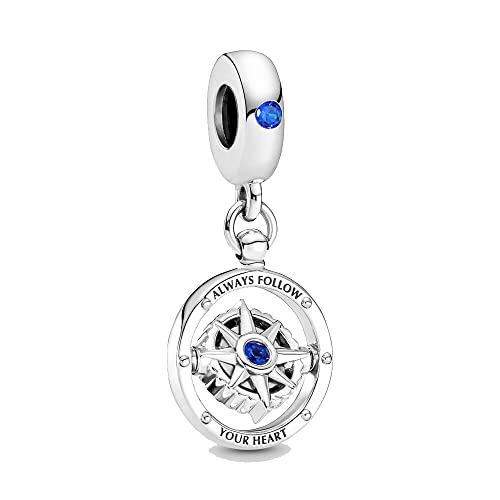 Lkwidi Charme Kompass Dangle Charms-Anhänger 925 Sterling Silber Charm Bead Pendant für Europäische Armbänder und Halsketten von Lkwidi