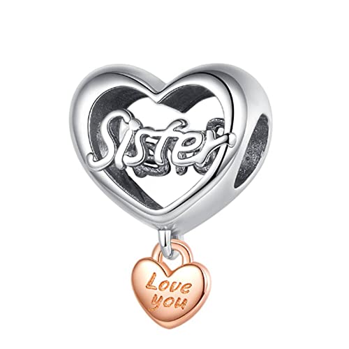 Charme Liebe dich Schwester Charms-Anhänger 925 Sterling Silber Charm Bead Pendant für Europäische Armbänder und Halsketten von Lkwidi