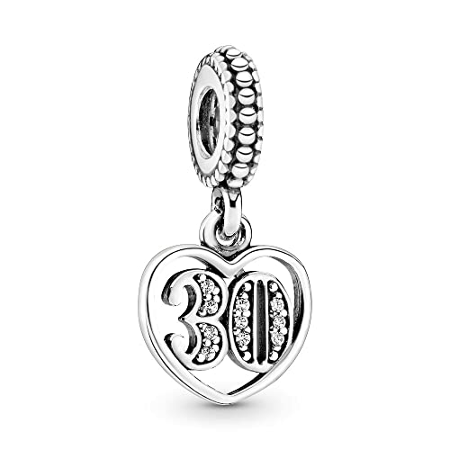 Lkwidi Charme 30 Jahre Love Charms-Anhänger 925 Sterling Silber Charm Bead Pendant für Europäische Armbänder und Halsketten von Lkwidi