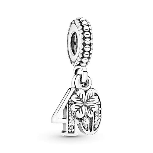 Lkwidi Charme 40 Jahre Liebe Charms-Anhänger 925 Sterling Silber Charm Bead Pendant für Europäische Armbänder und Halsketten von Lkwidi