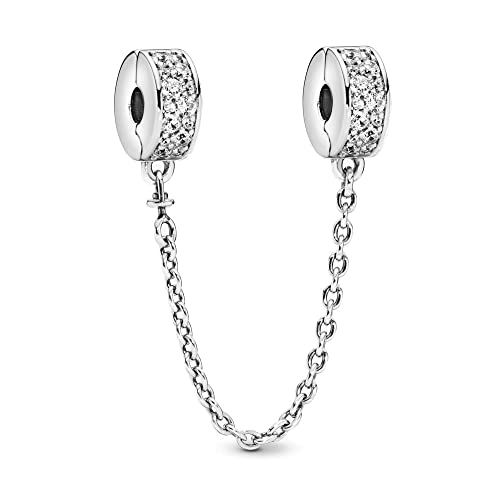 Lkwidi Charme Clip Safety Chain Charms-Anhänger 925 Sterling Silber Charm Bead Pendant für Europäische Armbänder und Halsketten von Lkwidi
