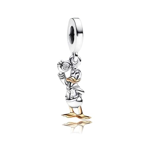 Lkwidi Charme Donald Duck Lab gewachsen Charms-Anhänger 925 Sterling Silber Charm Bead Pendant für Europäische Armbänder und Halsketten von Lkwidi