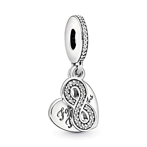 Lkwidi Charme Für immer Freunde Herz Dangle Charms-Anhänger 925 Sterling Silber Charm Bead Pendant für Europäische Armbänder und Halsketten von Lkwidi
