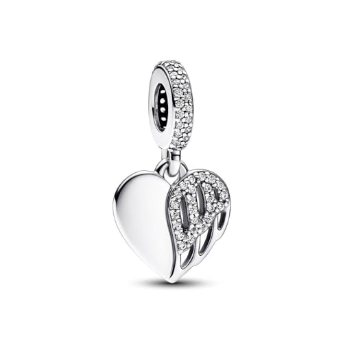 Lkwidi Charme Herz für Engel Charms-Anhänger 925 Sterling Silber Charm Bead Pendant für Europäische Armbänder und Halsketten von Lkwidi