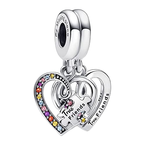 Lkwidi Charme Puzzle Piece Herzen Splittable Freundschaft Charms-Anhänger 925 Sterling Silber Charm Bead Pendant für Europäische Armbänder und Halsketten von Lkwidi