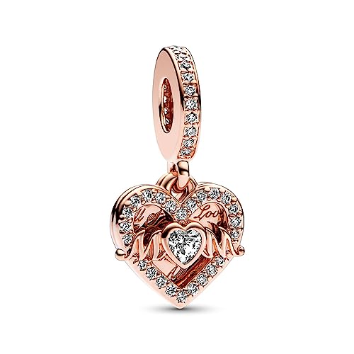 Lkwidi Charme Rose Gold Herz, Mum Dangle Charms-Anhänger 925 Sterling Silber Charm Bead Pendant für Europäische Armbänder und Halsketten von Lkwidi