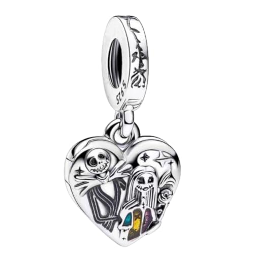 Lkwidi Charme Schwarzes Herz Paar Anhänger Charms Anhänger 925 Sterling Silber Charm Pendant für Europäische Armbänder und Halsketten von Lkwidi