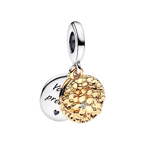 Lkwidi Charme Zwei Farben Daisy Charms-Anhänger 925 Sterling Silber Charm Bead Pendant für Europäische Armbänder und Halsketten von Lkwidi