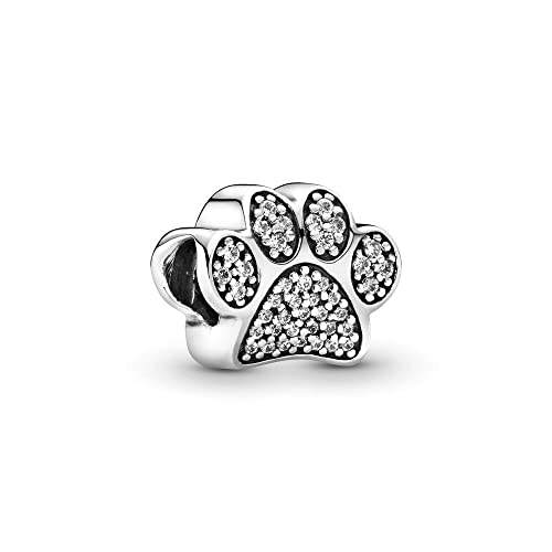 Lkwidi Charmes Funkelnde Paw Print Charms-Anhänger 925 Sterling Silber Charm Bead Pendant für Europäische Armbänder und Halsketten von Lkwidi