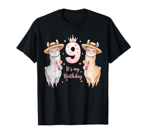 Mädchen 9. Geburtstag Lama Prinzessin Party Niedlich 9. Geburtstag T-Shirt Mädchen 9. Geburtstag Lama Prinzessin Party Niedlich 9. Geburtstag T-Shirt von Llama Birthday Girl 9th Princess Gifts For Girls