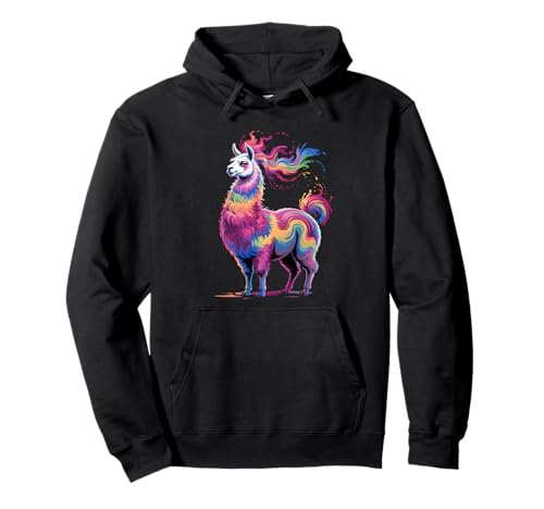 Lama Herren Damen Bunt Aquarell Lama Alpaka Bauernhof Pullover Hoodie von Llama Colorful Animal Apparel For Women Men Kids