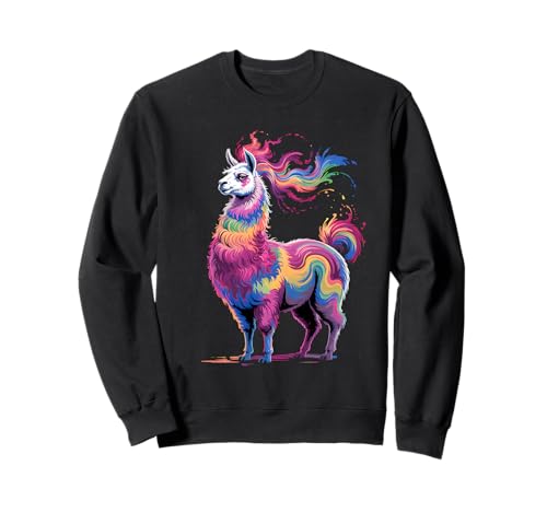 Lama Herren Damen Bunt Aquarell Lama Alpaka Bauernhof Sweatshirt Lama Herren Damen Bunt Aquarell Lama Alpaka Bauernhof Sweatshirt von Llama Colorful Animal Apparel For Women Men Kids