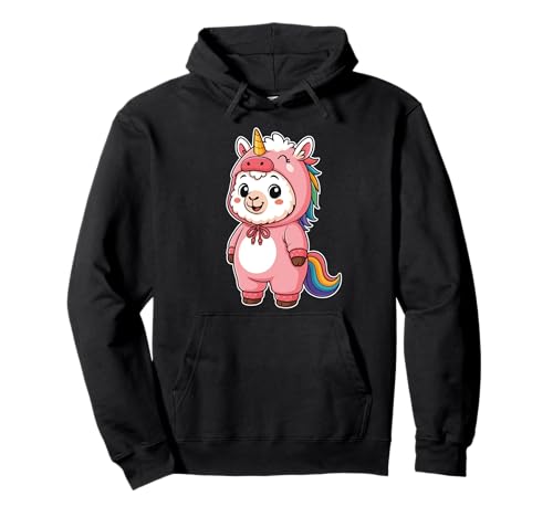 Kawaii Lama im Einhorn Kostüm für Mädchen Kinder Einhorn Liebhaber Pullover Hoodie von Llama In Unicorn Costume Kawaii Design