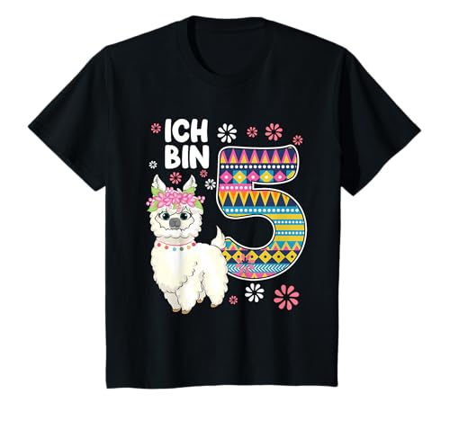 Lama geburtstag 5 jahre mädchen Ich bin 5 Jahre alt 5 Alpaka T-Shirt Lama geburtstag 5 jahre mädchen Ich bin 5 Jahre alt 5 Alpaka T-Shirt von Llama birthday decorations Girl Shirt supplies