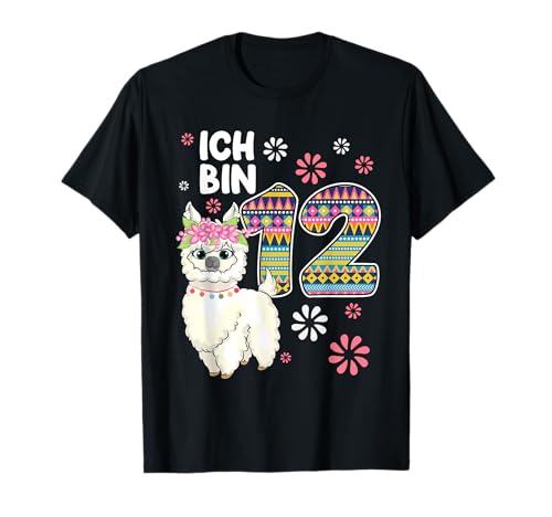 Lama geburtstag 12 jahre mädchen Ich bin 12 Alpaca T-Shirt Lama geburtstag 12 jahre mädchen Ich bin 12 Alpaca T-Shirt von Llama birthday decorations Girl Shirt supplies