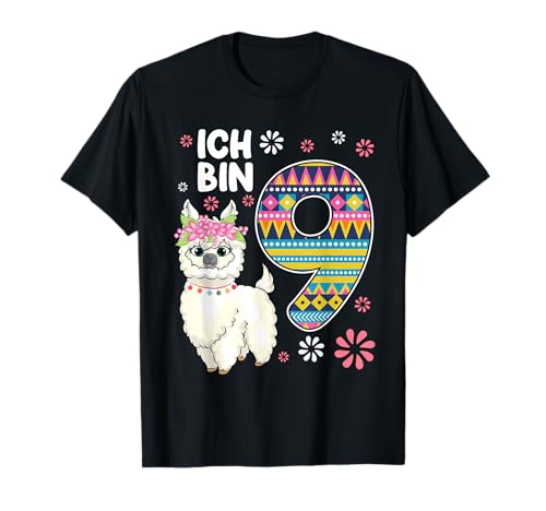 Lama geburtstag 9 jahre mädchen Ich bin 9 Alpaca T-Shirt Lama geburtstag 9 jahre mädchen Ich bin 9 Alpaca T-Shirt von Llama birthday decorations Girl Shirt supplies