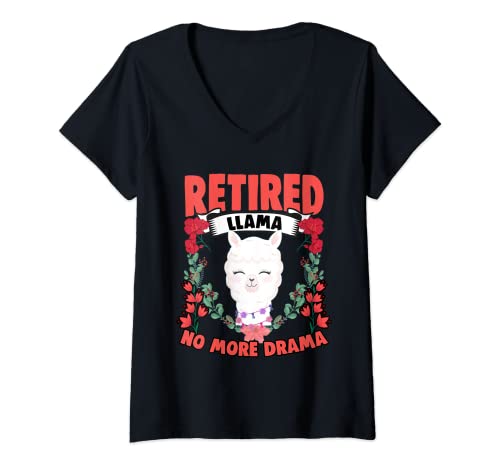 Damen Lustiger Blumen-Lama-Humor für einen Ruhestand, Tierliebhaber T-Shirt mit V-Ausschnitt Damen Lustiger Blumen-Lama-Humor für einen Ruhestand, Tierliebhaber T-Shirt mit V-Ausschnitt von Llamazing Floral Llama