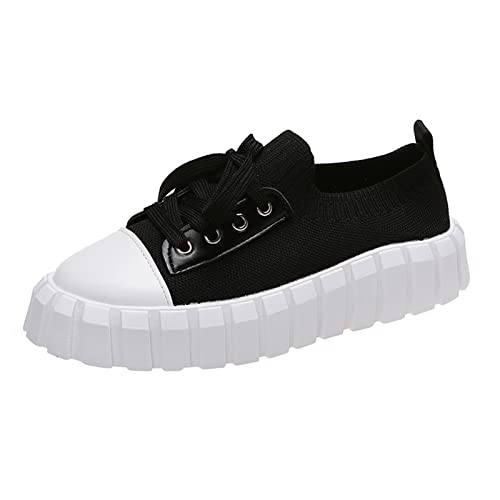 LLDG Damen Sneaker Mesh Low-Top Freizeitschuhe Slip on Halbschuhe Retro Schnürhalbschuhe rutschfest Outdoor Sportschuhe Bequeme Laufschuhe Leicht Atmungsaktive Trainers Turnschuhe von Lldg