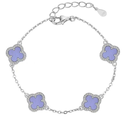 Lllunimon 925 Sterling Silber 4-Blatt Kleeblatt Armband mit verstellbarer Kette Schmuck Geschenk für Frauen Mädchen Charm Link Armband Glück zarte Armbänder,B Lllunimon 925 Sterling Silber 4-Blatt Kleeblatt Armband mit verstellbarer Kette Schmuck Geschenk für Frauen Mädchen Charm Link Armband Glück zarte Armbänder,B von Lllunimon