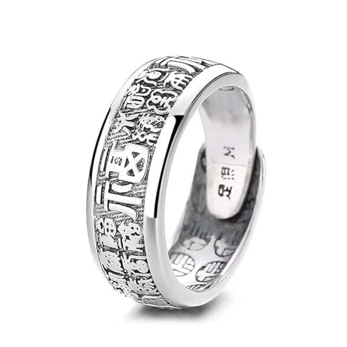 Lllunimon 925 Sterling Silber Band Ring Lucky Fu Ring Fengshui Ring Chinesischer Stil Ring Schmuck Geschenk für Männer Frauen Familie Freunde von Lllunimon