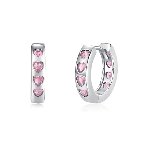 Lllunimon 925 Sterling Silber Damen Ohrringe Liebe Zirkon Ohrringe Dezenter und schicker Schmuck Niedliche Style-Accessoires für den Alltag Ein Geschenk für Sie,Rosa von Lllunimon
